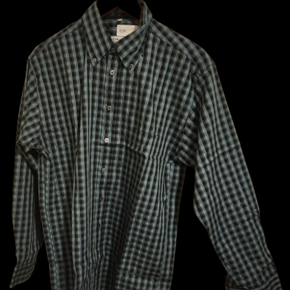 Georg Roth of Germany Green and Blue Check Button-Down Shirt - Size Medium